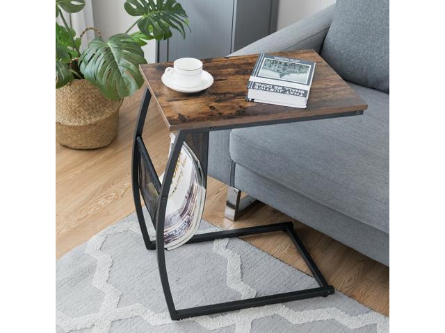 C-shaped End Side Sofa Table Vintage Accent Snack