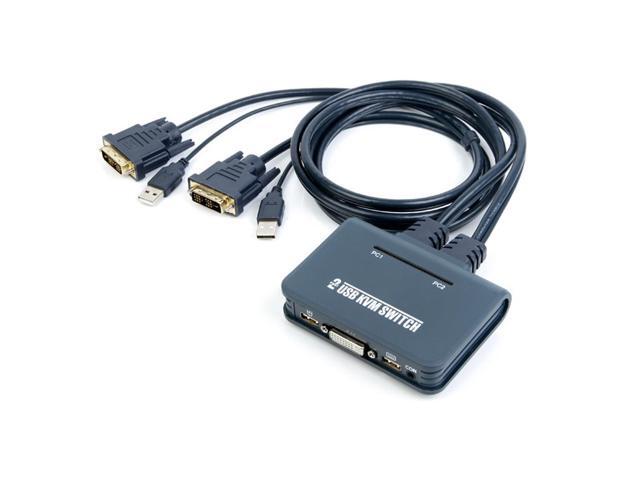 USB DVI KVM Switch 2-port USB DVI cable KVM Switch 1080P DVI USB KVM Switch Switcher mouse & keyboard monitor sharing with USB DVI