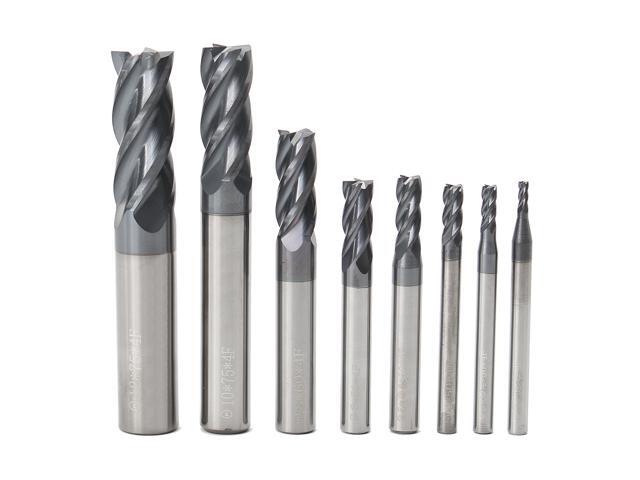 8pcs 2-12mm 4 Flutes Carbide End Mill Set Tungsten Steel Milling Cutter CNC Tool