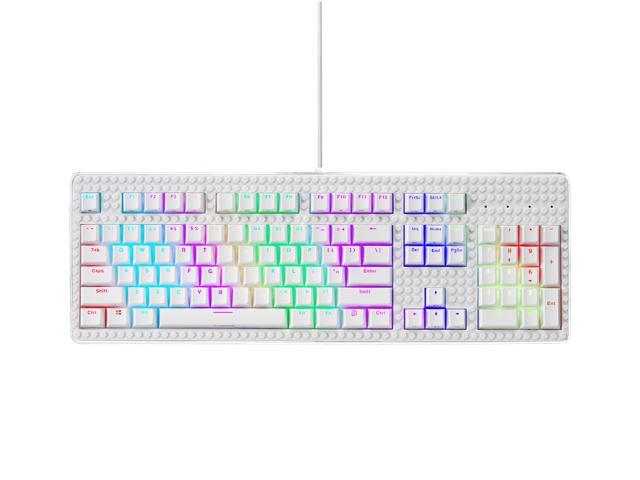 i-rocks K76M Plus Fun Brick Mechanical RGB illuminated Gaming Keyboard with White Lego Plate and Cherry MX Red Switches