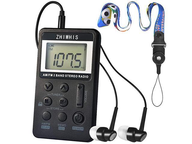 Portable Radio AM FM Mini Transistor Rechargeable Battery Personal Digital Tuning Stereo Pocket Walkmen Radios with Shutdown Memory and Earphone
