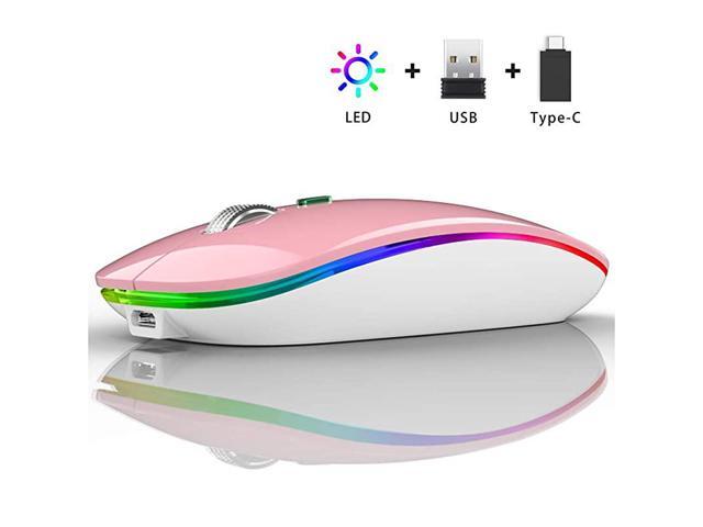 LED Wireless Mouse G12 Slim Rechargeable Wireless Silent Mouse 24G Portable USB Optical Wireless Computer Mice with USB Receiver and Type C