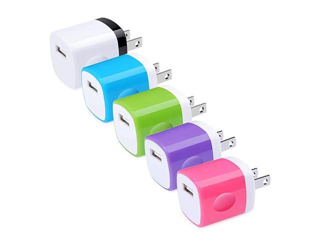USB Wall Charger USB Plug 5Pack 1A Wall Charger Block Brick Charging Cube Box Compatible iPhone 1111 ProXS MAXX876S Plus Samsung Galaxy S20 S10e