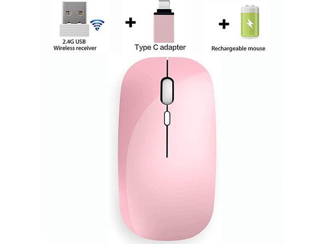 Slim Rechargeable Wireless Mouse Wireless Mouse for Laptop Computer Mac Desktop Notebook PC24G Wireless Mouse Pink