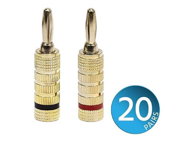 24k Gold Plated Speaker Banana Plugs Closed Screw Type 20 Pairs