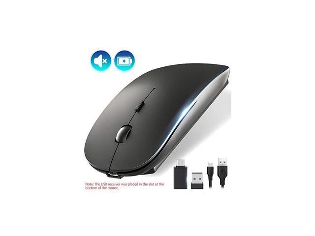Rechargeable Wireless Mouse 24Ghz Silent Computer Office Portable Slim Optical Mouse with USB Receiver TypeC 3Level Adjustable DPI for Laptop