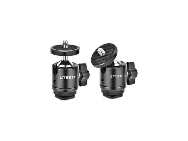 2 Pack Mini Ball Head with 14 Hot Shoe Mount Adapter 360 Degree Rotatable Aluminum Tripod Ball Head for Monopods DSLR Cameras HTC Vive Camcorder