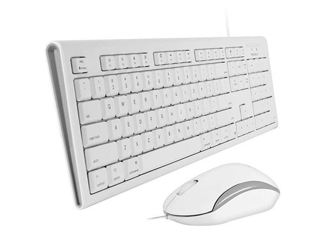 Full Size USB Wired Keyboard Mouse Combo for Mac Mini Pro iMac Desktop Computer MacBook Pro Air Laptops Mac Compatible Apple Shortcuts Extended