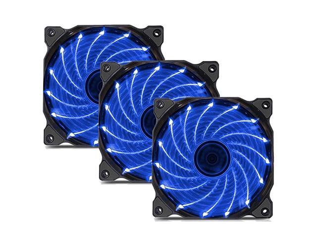3Pack Long Life Computer Case Fan 120mm Cooling Case Fan for Computer Cases Cooling 15LED Blue15B33