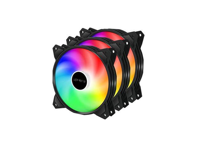 Long Life 120mm 3Pin High Airflow Quiet Edition Rainbow LED Case Fan for PC Cases CPU Coolers and Radiators 3PackPF120CF33