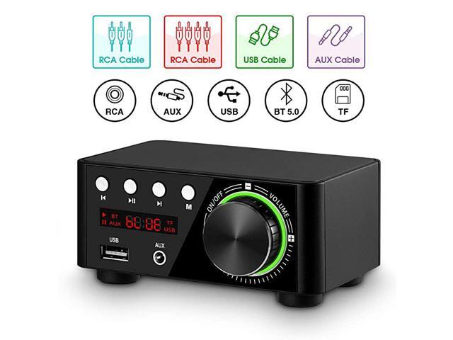 100W Mini Bluetooth 50 Power Amplifier HiFi Stereo Class D Audio Amp 20 Channel Wireless Receiver Lossless Music Player TF USB Home Speaker Black