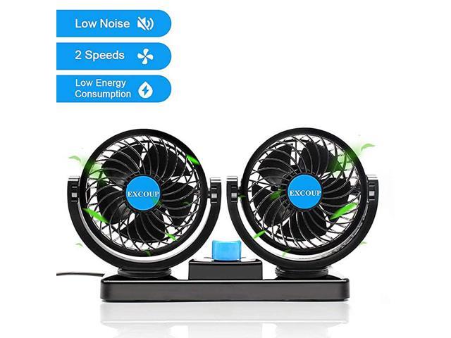 Car Fans Cooling Air Fan Powerful Dashboard Electric Car Fan Cigarette Lighter Low Noise 360 Degree Rotatable for Truck Vehicle Boat Van SUV RV