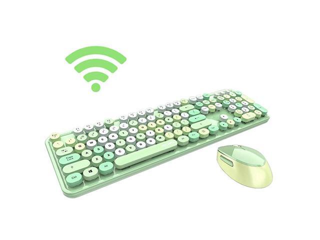 Wireless Keyboard and Mouse Combo 24G USB Ergonomic Sweet Cute Typewriter Keyboard with for Computer Laptop PC Desktops macGreen Mixed Style