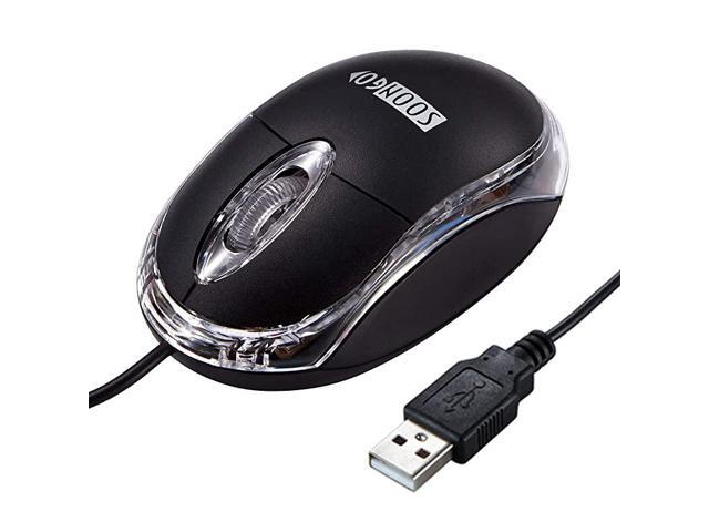Computer Mouse Mini USB Wired Optical Mice for PC Laptop Desktop Black Color 15M Cable by