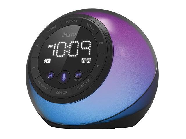 iBT297 AppEnhanced Bluetooth Color Changing Dual Alarm Clock Radio with USB Charging Voice Control and Customizable Smart Button