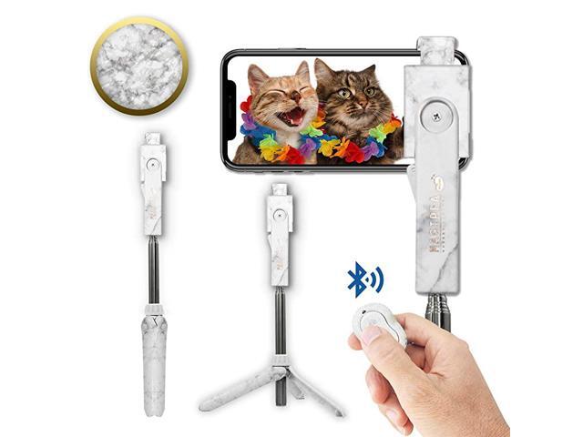 Selfie Stick Tripod with Detachable Wireless Remote Shutter for iPhone Android 360° Rotating Phone Holder Extendable Stick Reversible Pin Perfect