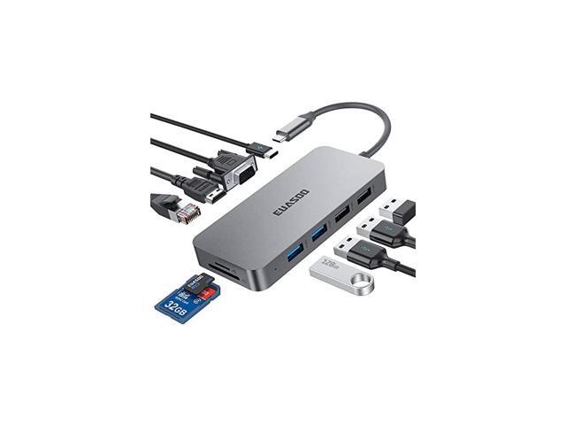 USB C HubType C Hub 10 in 1 Adapter with 1Gbps Ethernet4K USB C to HDMIVGAPower Delivery Charging Port2 USB302 USB20SDTF Card Reader for MacBook