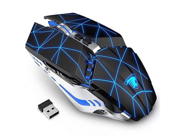 T12 Wireless Gaming Mouse Rechargeable 24G Silent Optical Wireless Computer Mice with Changeable LED Light Compatible with Laptop PC 7 Buttons 3