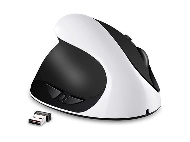 LeftHanded Mouse Rechargeable 24G Wireless Ergonomic Vertical Mice with USB Receiver 6 Buttons and 3 Adjustable DPI 80012001600 for Left Hand White