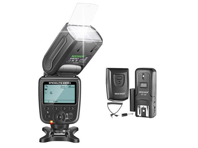 NW561 GN38 Manual LCD Display Speedlite Flash Kit for Canon Nikon and Other DSLR Cameras Includes NW561 Flash CT16 Wireless Trigger Microfiber