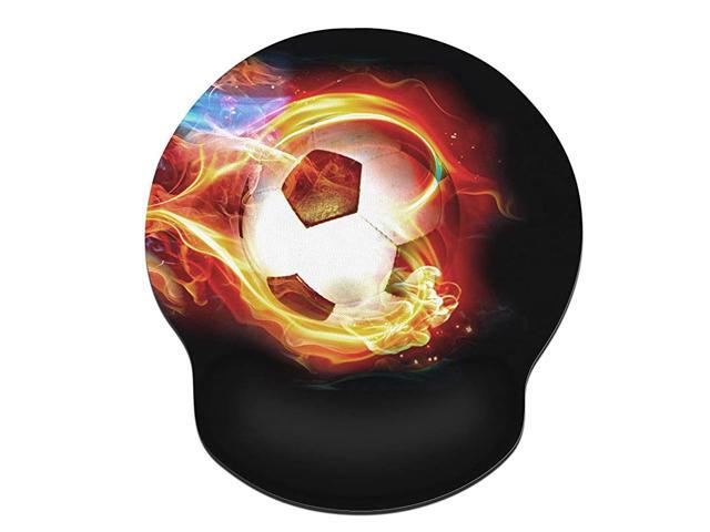 Mouse Pad with Wrist Support Ergonomic Mousepad Comfortable NonSlip Rubber Base Mouse Pads for Computers Laptop Desktop Flame Soccer