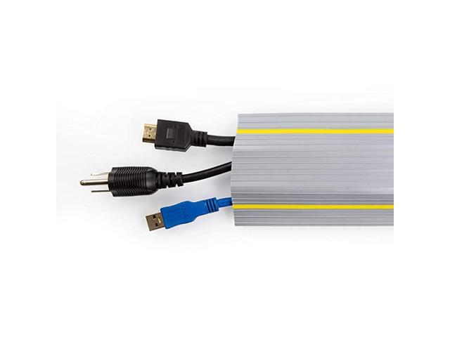 Feet Heavy Duty Cable Protector + Cord Cover 3 Cord Channels Durable Gray PVC is Flexible Odor Free Easy to Unroll and Open Conceal Wires at Home