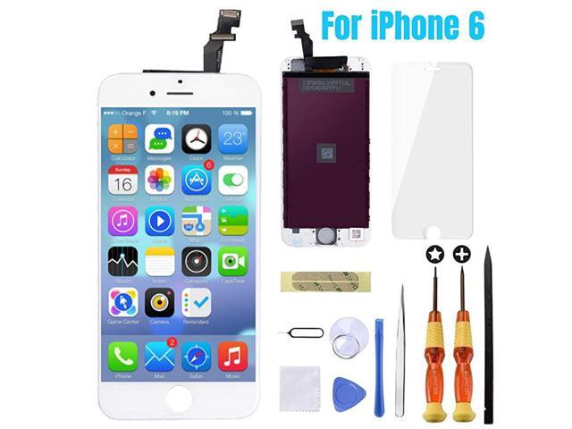 for iPhone 6 Screen Replacement White47inch LCD Touch Screen Digitizer Replacement Fully Frame Display Assembly Set with Repair Tool kit + Tempered