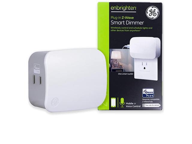 Enbrighten ZWave Plus Smart Dimmer 1Outlet PlugIn Works with Alexa Google Assistant RepeaterRan Extender for Lamps Small Appliances ZWave Hub