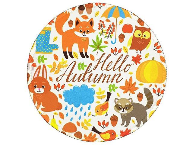 Mouse Pad Cute Raccoons Round Mouse Pad Small Mouse Pad with Stitched Edge Waterproof and Sweatproof Custom Animal Pattern Mouse Mat for Girls