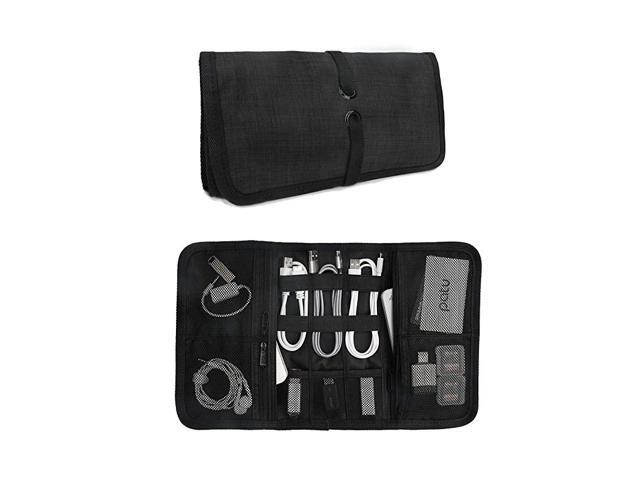 Roll Up Electronics Accessories Travel Gear Organizer Case Black Portable Universal External Batteries Hard Drives Cable Management Healthcare