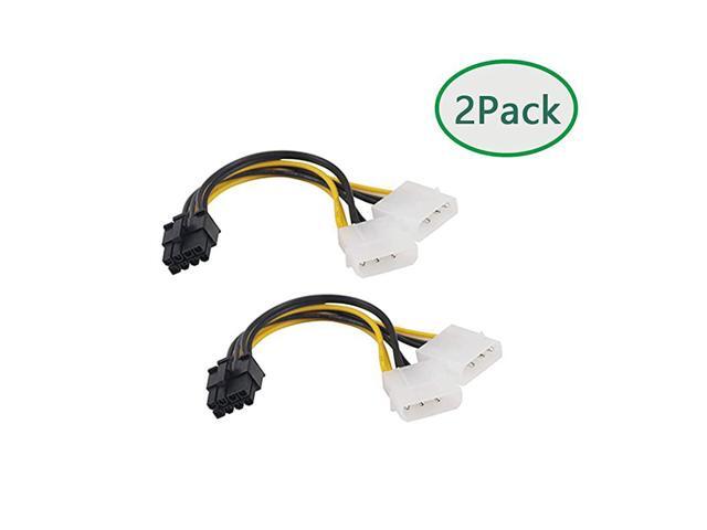2Pack 6 inch 2 x Molex 4 pin to 8Pin PCI Express Video Card Pcie ATX PSU Power Converter Cable Molex to Pcie 8 pin 15cm 8Pin Male to 2X Molex