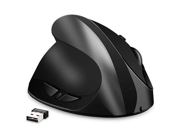 LeftHanded Mouse Rechargeable 24G Wireless Ergonomic Vertical Mice with USB Receiver 6 Buttons and 3 Adjustable DPI 80012001600 for Left Hand Black