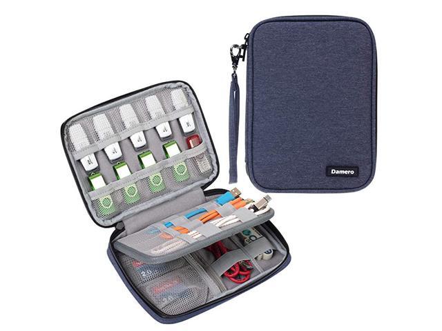 USB Flash Drive Bag for SD Cards Power Banks Memory CardsWaterproof External Hard Drive Case Large Dark Blue