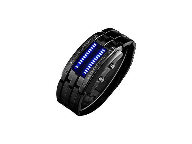 Matrix Blue LED Digital Waterproof Watch Mens Classic Creative Fashion Black Plated Wrist Watches Black Blue