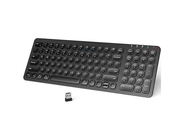 GKA201B Wireless Keyboard Rechargeable Wireless Keyboard with Number Pad Ergonomic Design Full Size 24G Reliable Connection Slim Wireless Keyboard