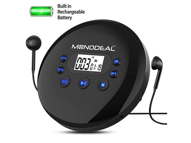 Portable CD Player Rechargeable Personal Compact Disc Player with Headphone Jack AntiSkipAntiShock Small Music CD Walkman with Large LCD Display