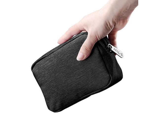 7 inch Canvas Zippered Small Bag Mini Travel Makeup Carrying Case Cosmetic Bag Portable Electronics Accessories Organizer Tiny Coin Purse Wallet