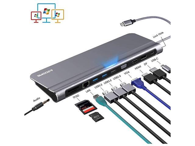 Triple Display Docking Station for Windows 12 in 1 USB C Hub with 4K HDMI DPVGA 100W PD 2 USB301 USB20SDTF ReaderEthernet RJ4535mm AudiomacOS only