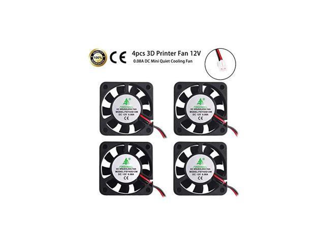 4pcs 3D Printer Fan 12V 40mm 12 Volt Fan 008A DC Mini Quiet Cooling Fan 40X40X10mm with 28cm Cable for 3D Printer DVR and Other Small Appliances