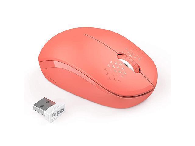 Wireless Mouse 24G Noiseless Mouse with USB Receiver Portable Computer Mice for PC Tablet Laptop Notebook Living Coral