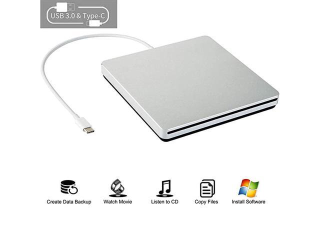 CD DVD Drive USB C CD DVD BurnerWriter Slim Portable Slot in CD DVD Reader for MacBook ProAirMacLaptopWindows10 Sliver