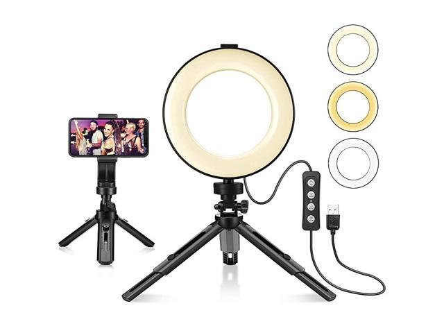Ring Light with Tripod Stand Cell Phone Holder for Live StreamMakeup Mini Led Camera Ringlight for YouTube VideoPhotography Compatible with iPhone