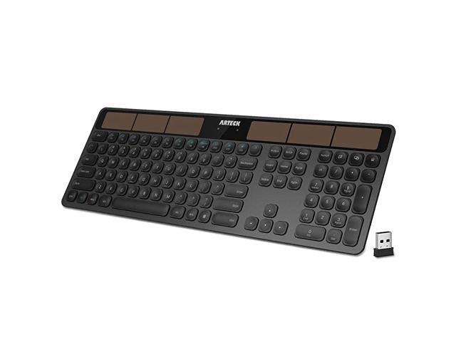Solar Wireless Keyboard Full Size Solar Recharging Keyboard for ComputerDesktopPCLaptopSurfaceSmart TV and Windows 108 7 VistaXP Built in