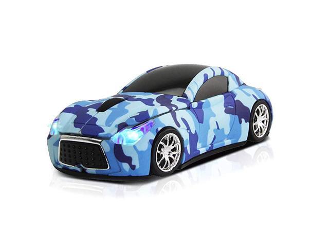24GHz Wireless Mouse Sport Car Shape Mobile Optical Gaming Mouse with USB Receiver 1600DPI 3 Buttons for PC Laptop Computer Navy Blue