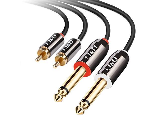 Dual 14 inch TS to Dual RCA Stereo Audio Interconnect Cable Gold Plated Copper Shell Heavy Duty 2X 635mm 14 inch Male TS to 2 RCA Male Adapter