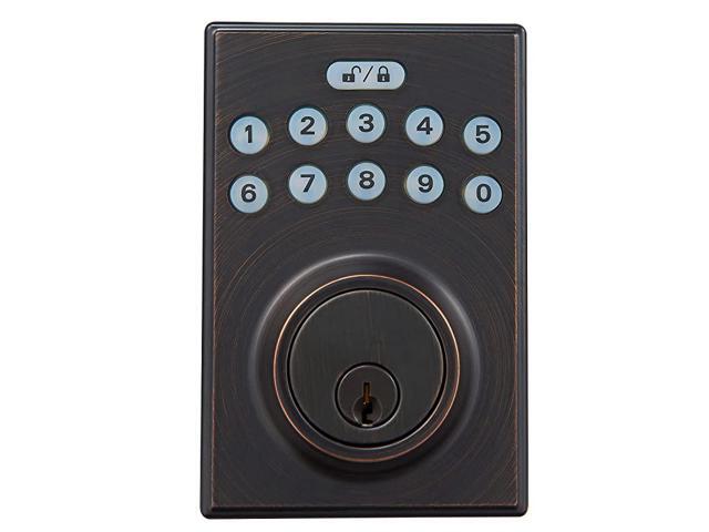 Contemporary Electronic Keypad Deadbolt Doot Lock Keyed Entry Oil Rubbed Bronze
