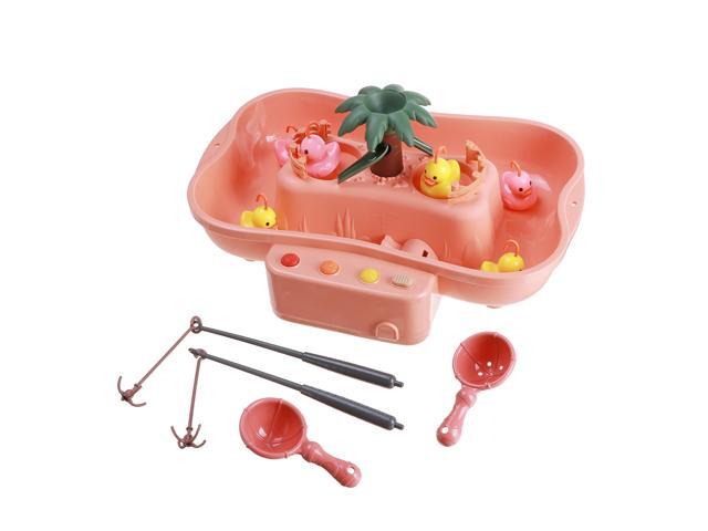 Fishing Game Table Parent-child interaction Early Educational Puzzle Toy with 6 Duck Light and Music for Kids Birthday Gift-Pink