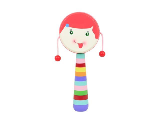 Children Shaking Wooden Rattle Drum Musical Hand Bell Drum Toy Smile Baby Kids Percussion Educational Musical Instrument Toy
