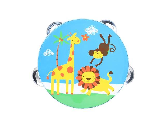 6' Hand Held Tambourine Drum Bell Metal Jingles Percussion Musical Educational Toy Instruments for KTV Party Kids Game-Blue