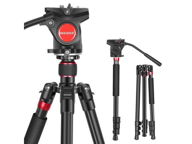 Neewer 2-in-1 Aluminum Alloy Camera Tripod Monopod 708 inches/180cm with 1/4 and 3/8 inch Screws Fluid Drag Pan Head and Carry Bag for Nikon Canon